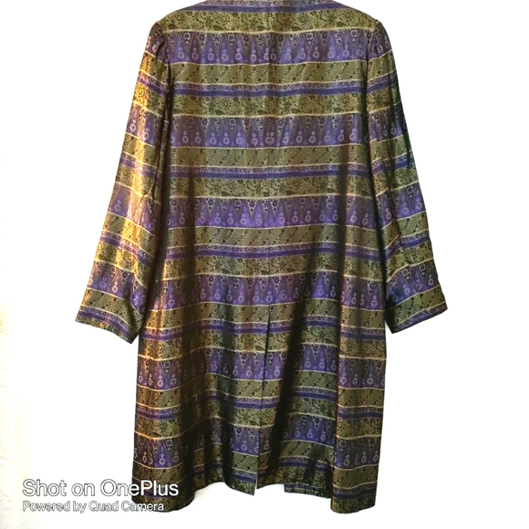 Caroline JERARD Women's Multicolor Jacquard Tapestry Knee Length Coat size 12 - Picture 2 of 8